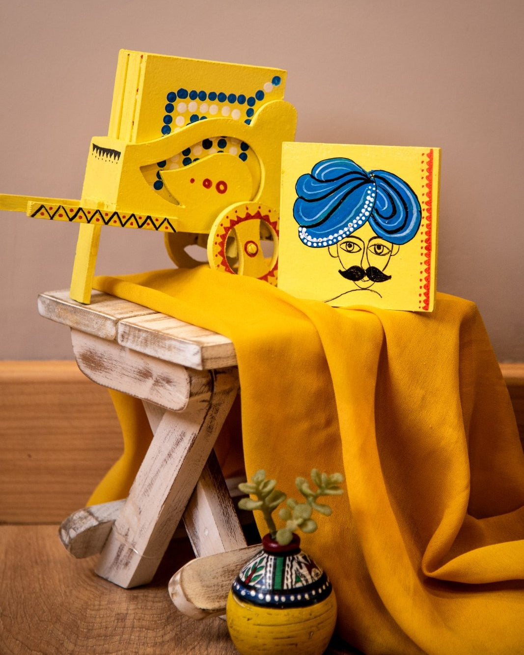 Elements of Piharwa Tea coaster with holder Yellow