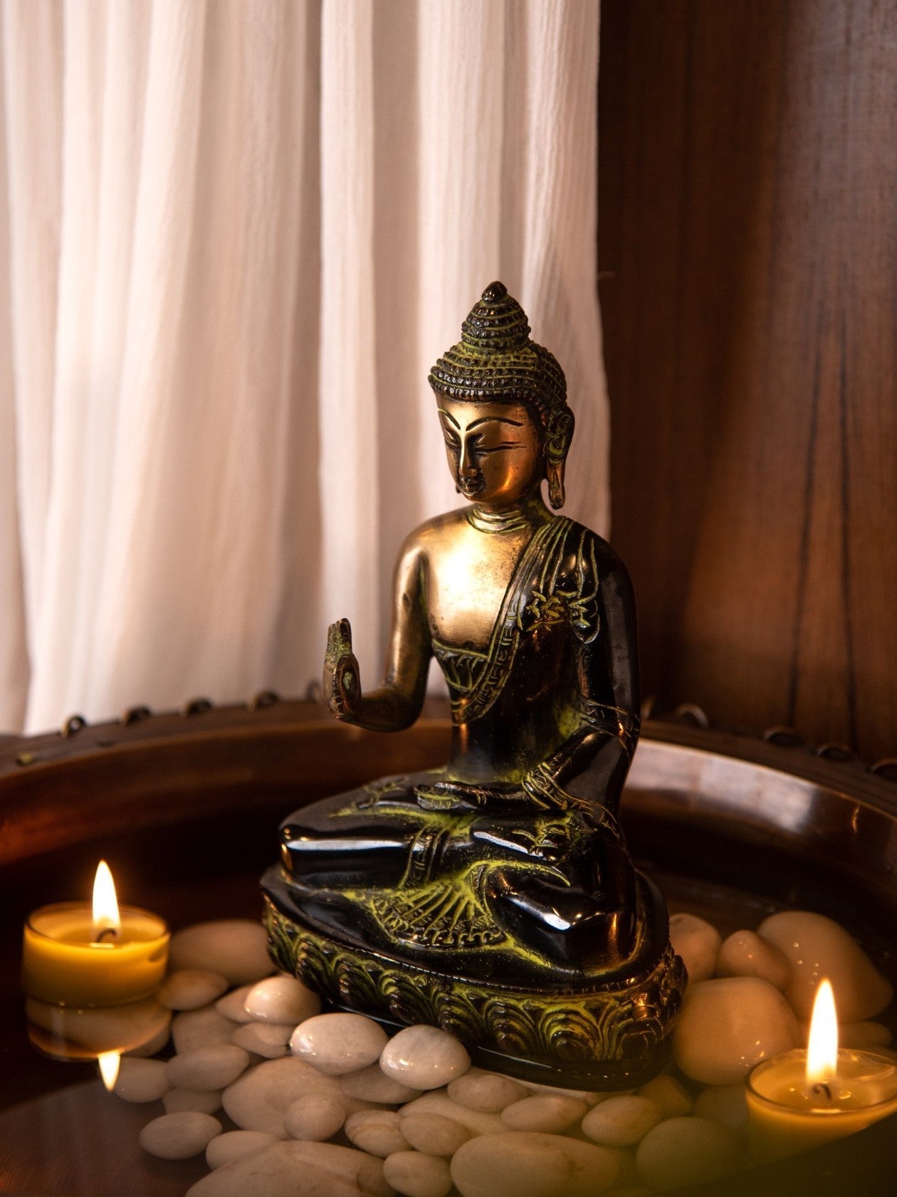Elements of Piharwa Buddha metal statue Golden