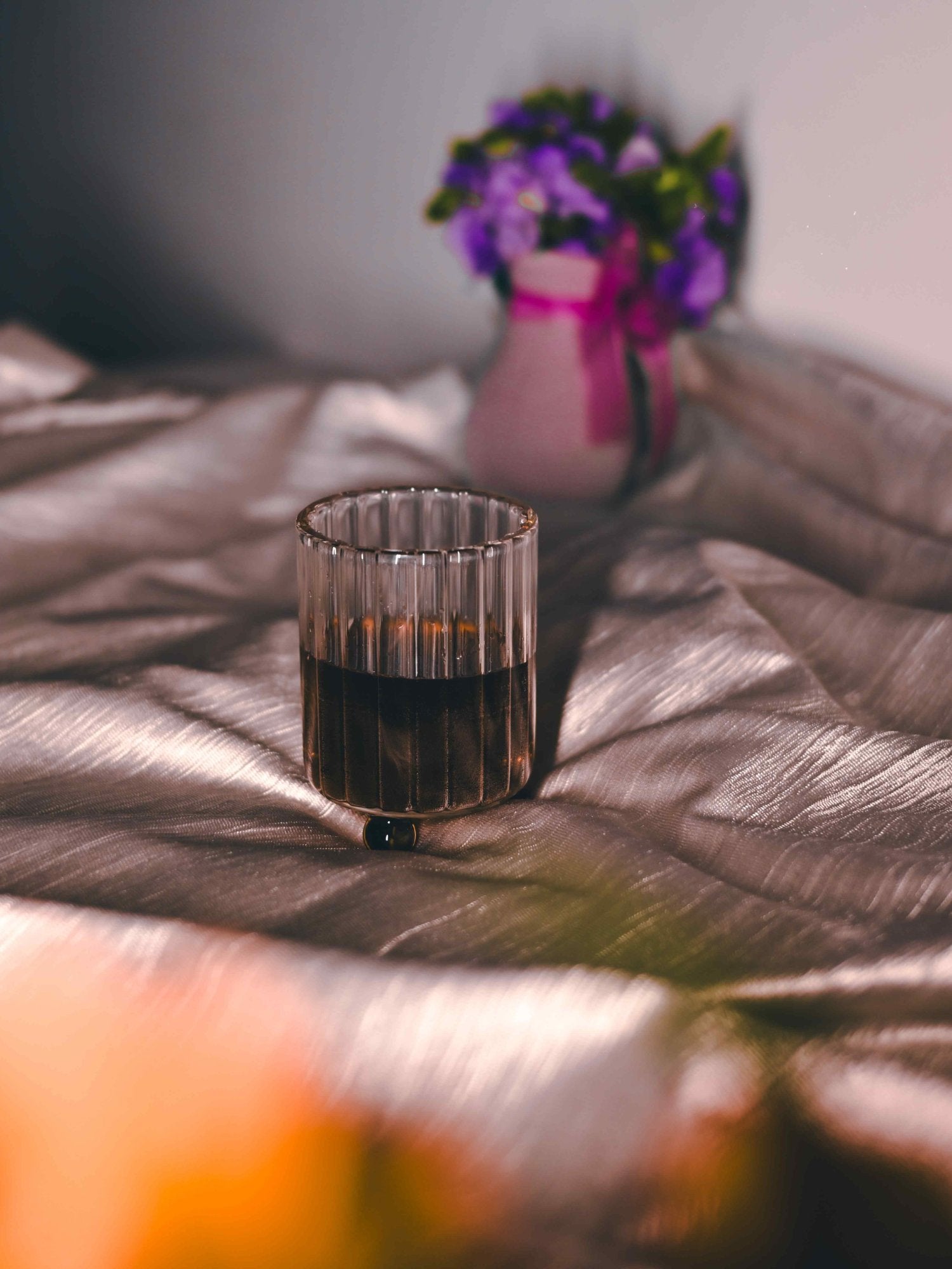 Elements of Piharwa Ribbed Glass with Glass Ball Base - 1 pc