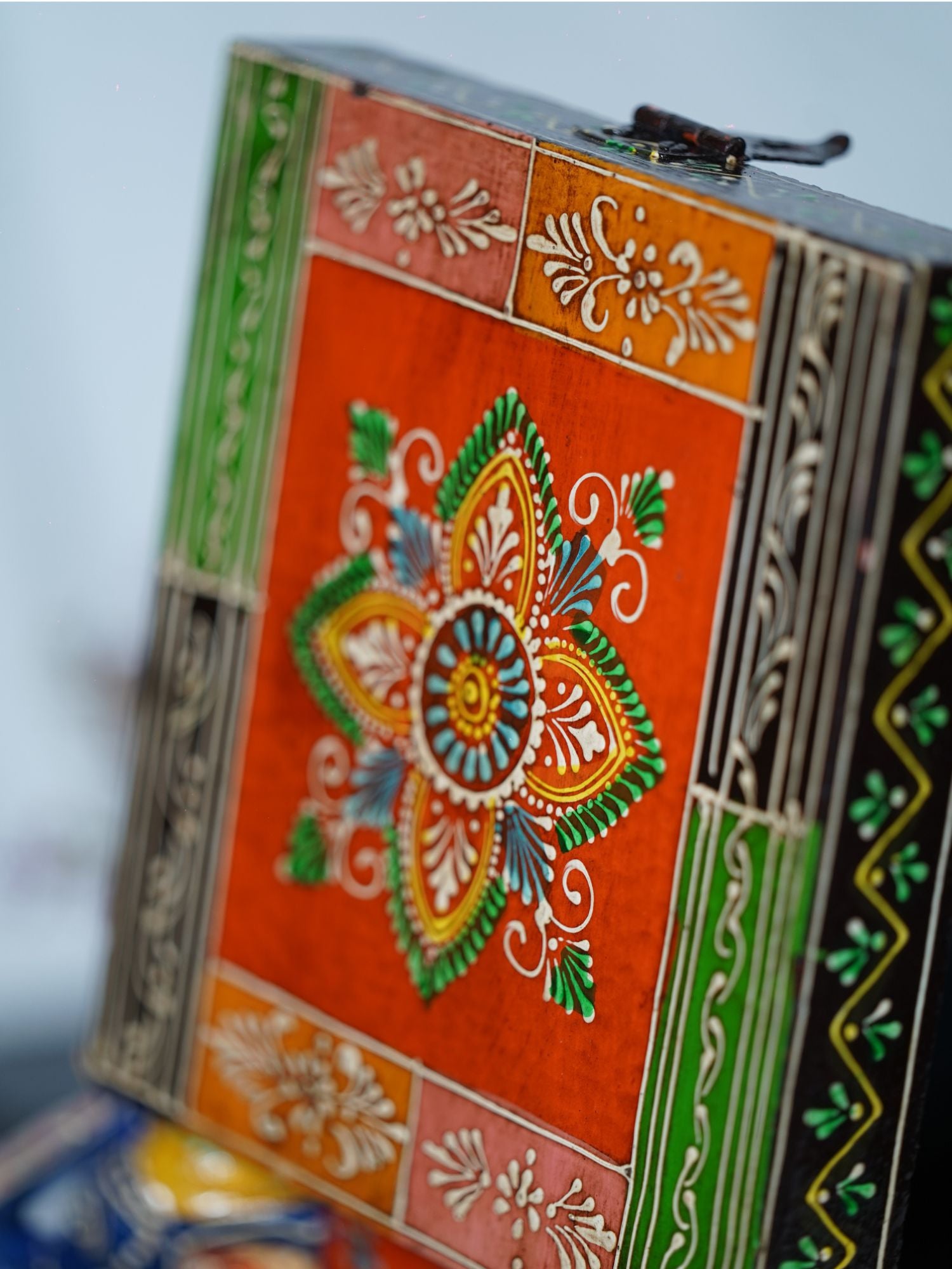 Elements of Piharwa Colorful Four Face Elephant Wooden Box with Legs