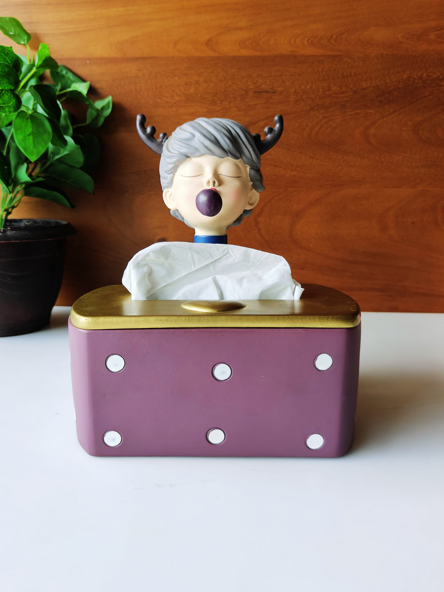 Elements of piharwa Handcrafted Fiber Ceramic Doll Tissue Box