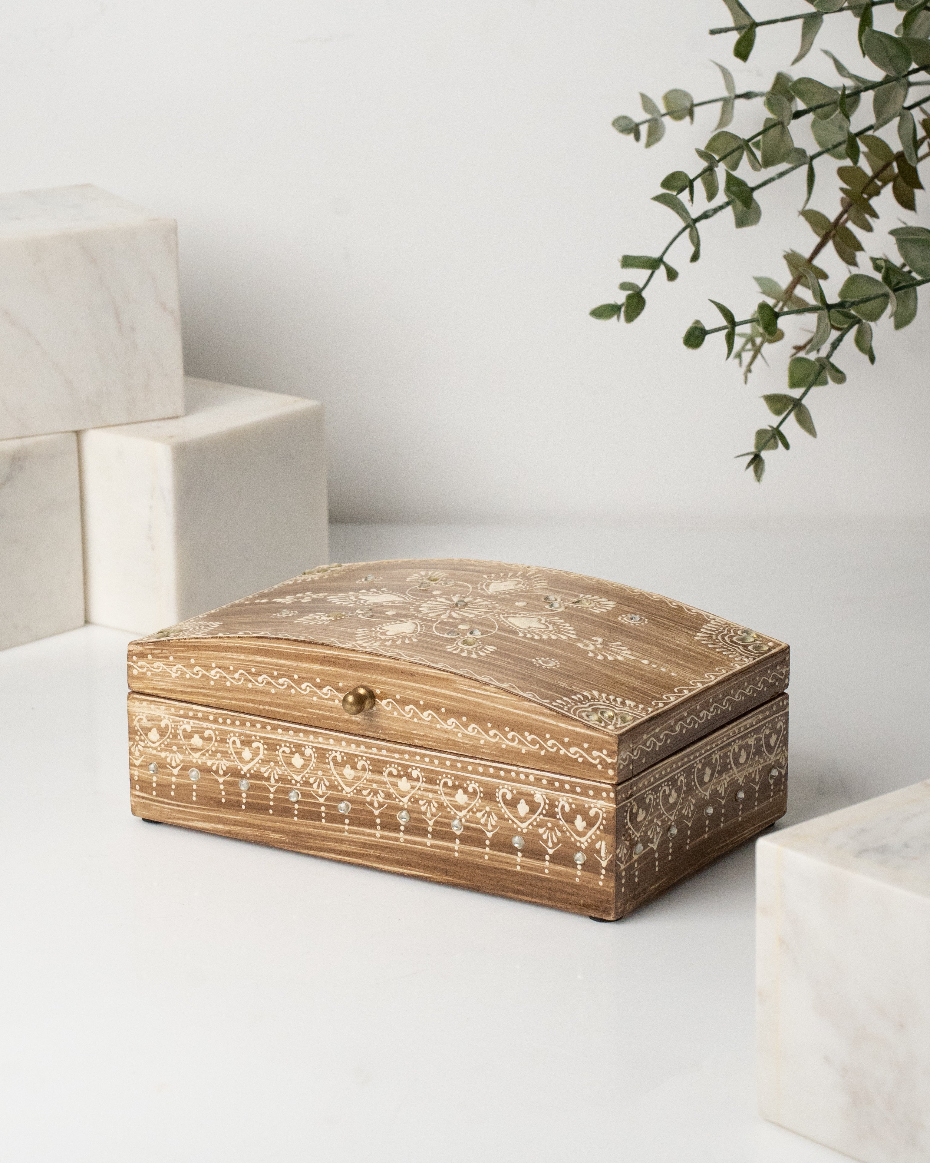 Elements of Piharwa Hand made Wooden Storage with Mirror Work