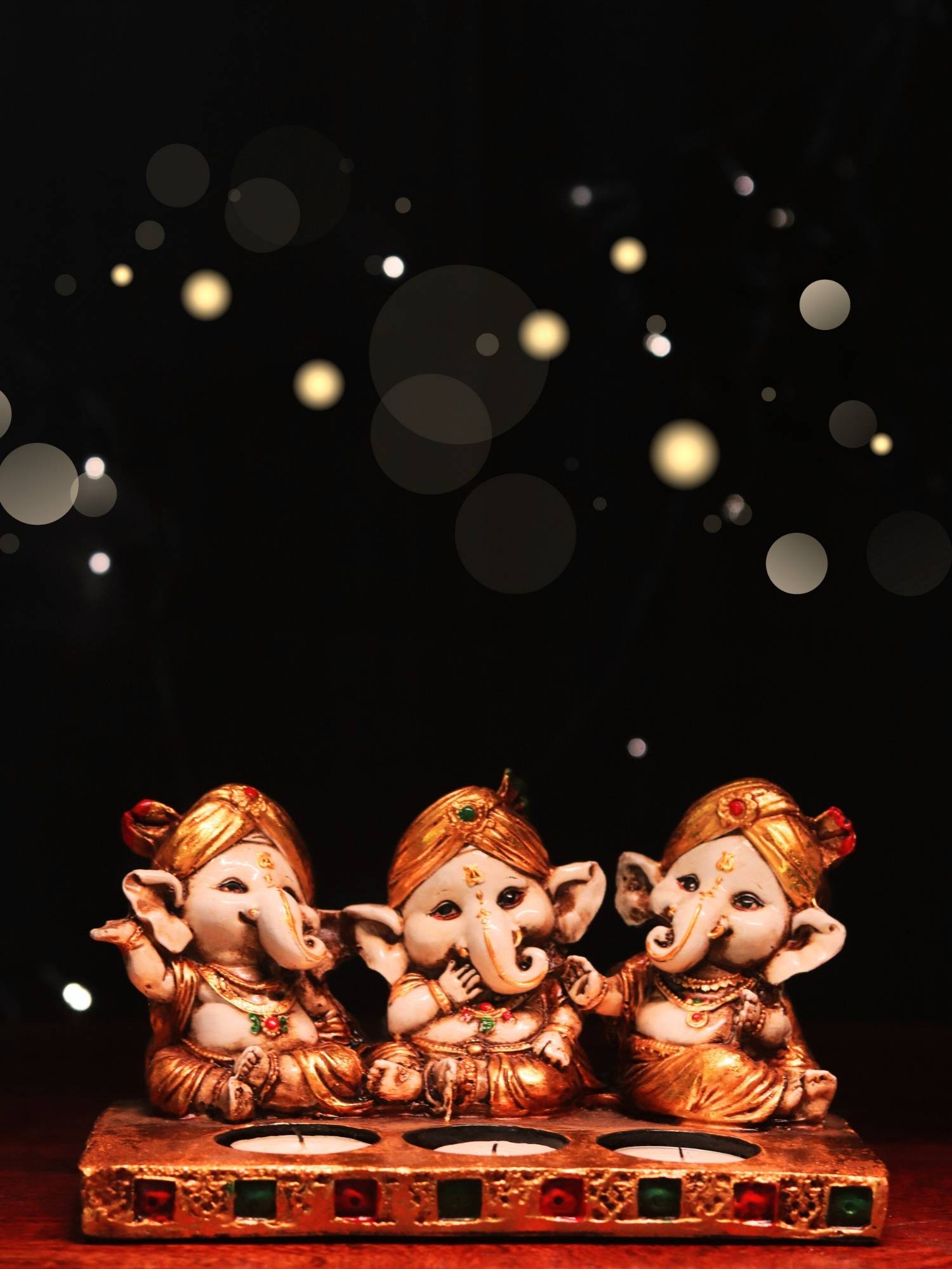 Decoratve ganesga idols with tea light holders, perfect for keeping it in home temple, or as showpiece - perfect diwali gift