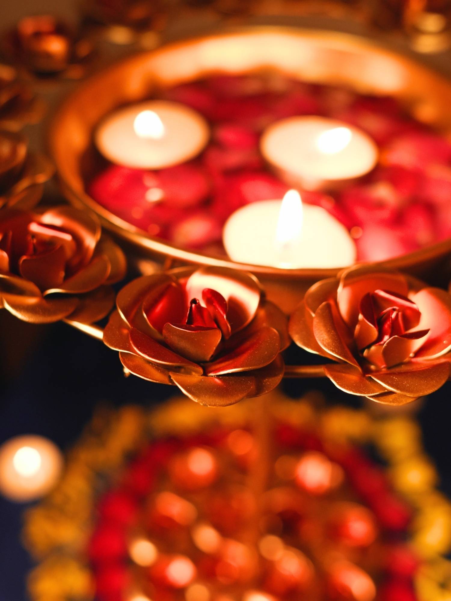 Rose petal urli for tea lights and candle, this urli can add a chrm and warm to your festivals .