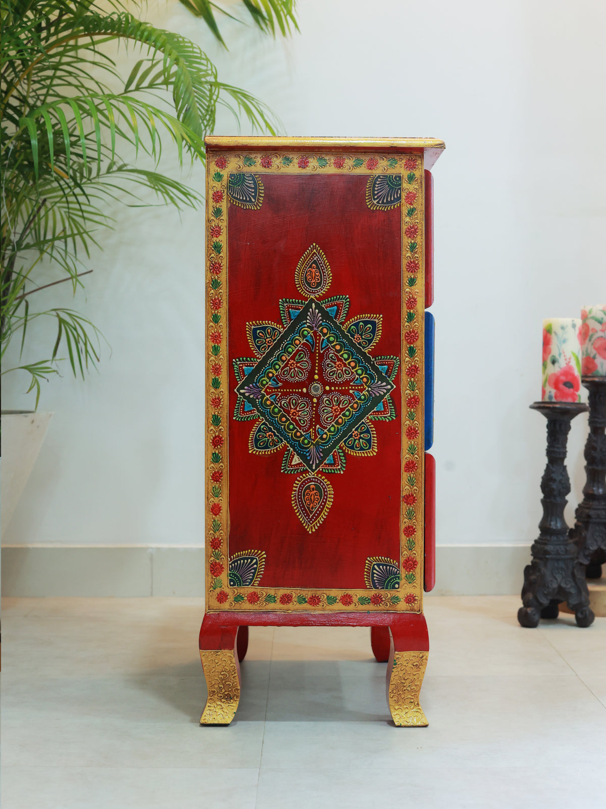 Piharwa Chitrakala Hand-Painted Chest of Drawers