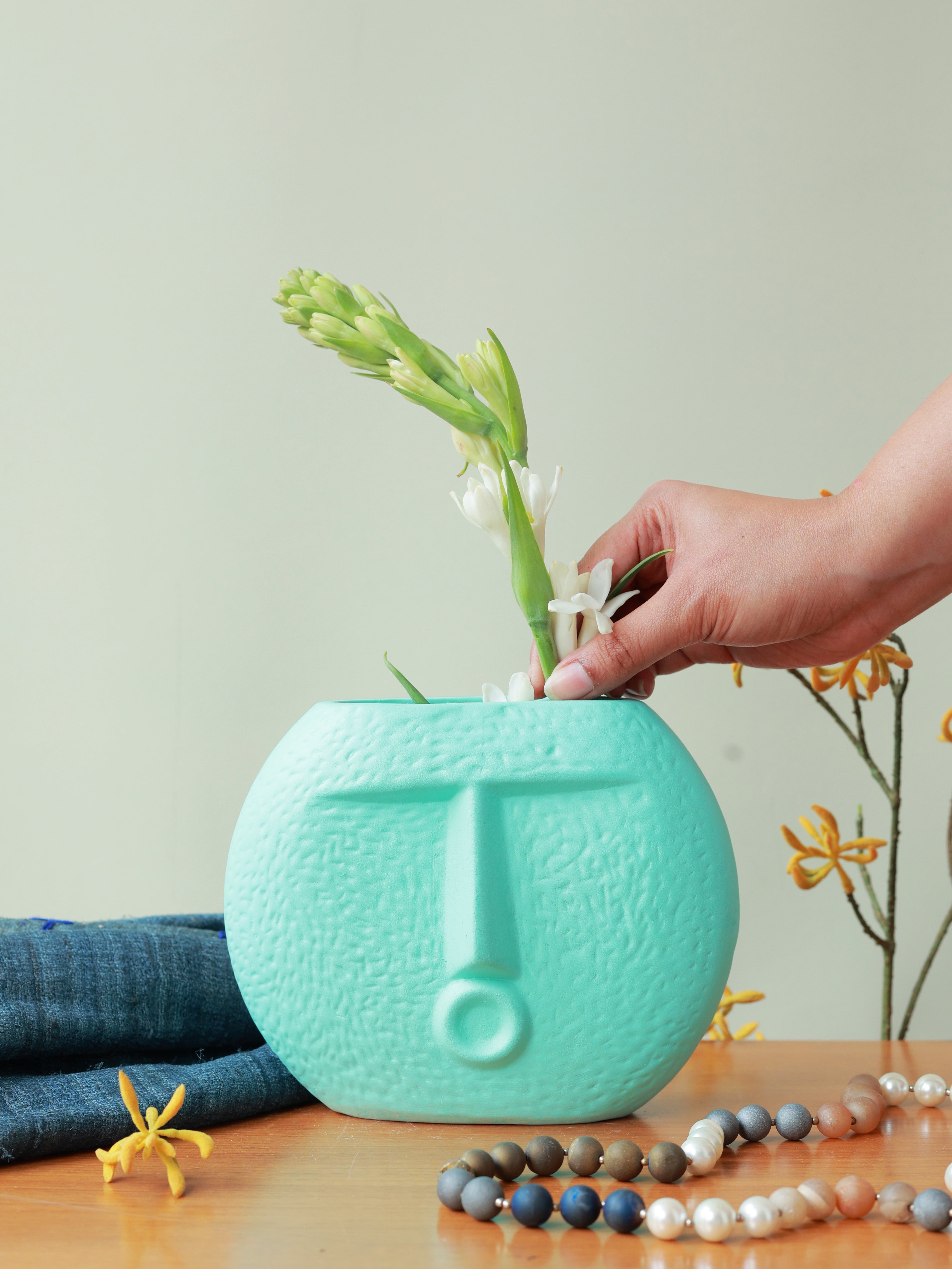 Piharwa Nirvana Face Pot - Sea Green