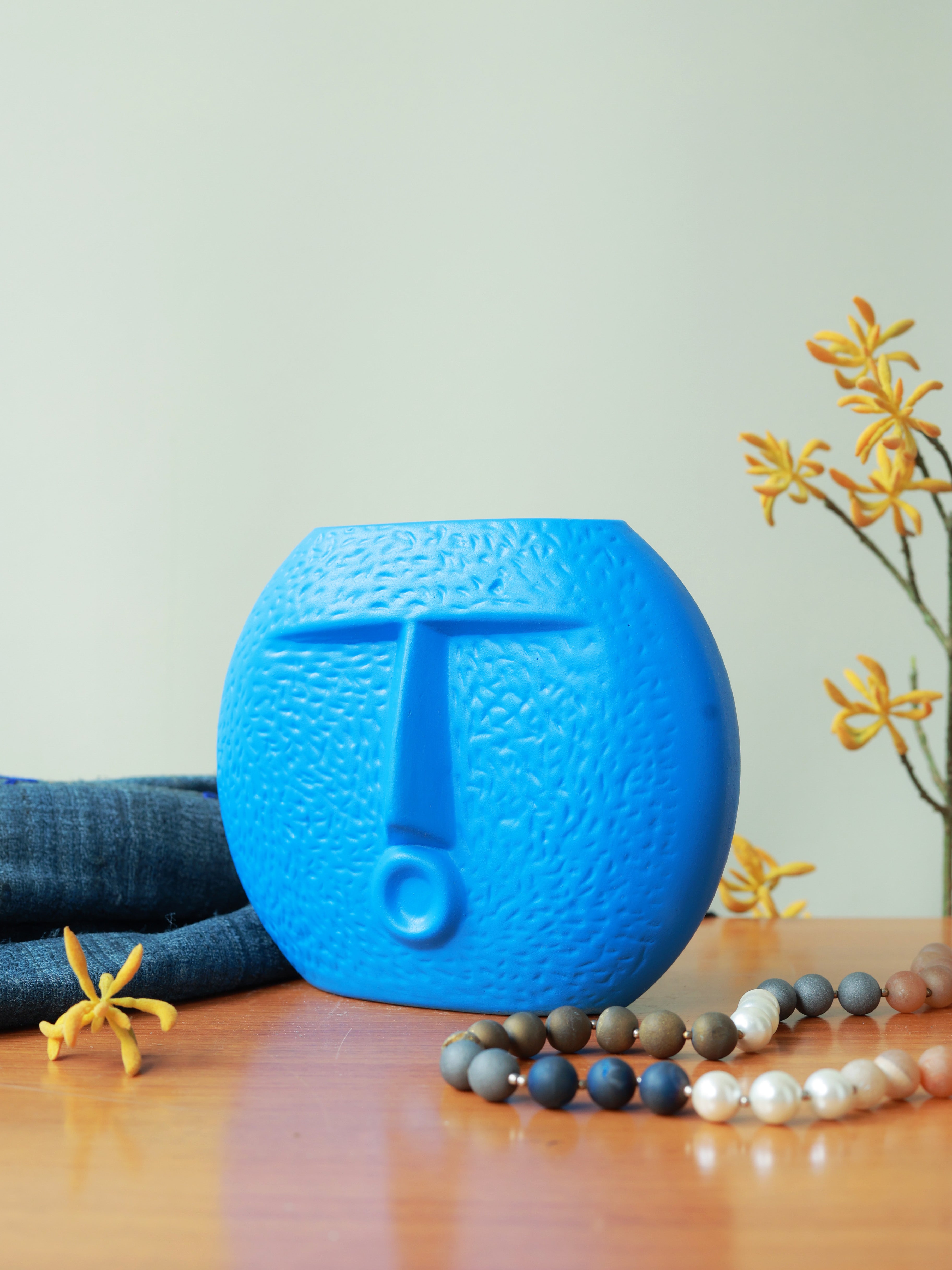 Piharwa Nirvana Face Pot - Dark Blue