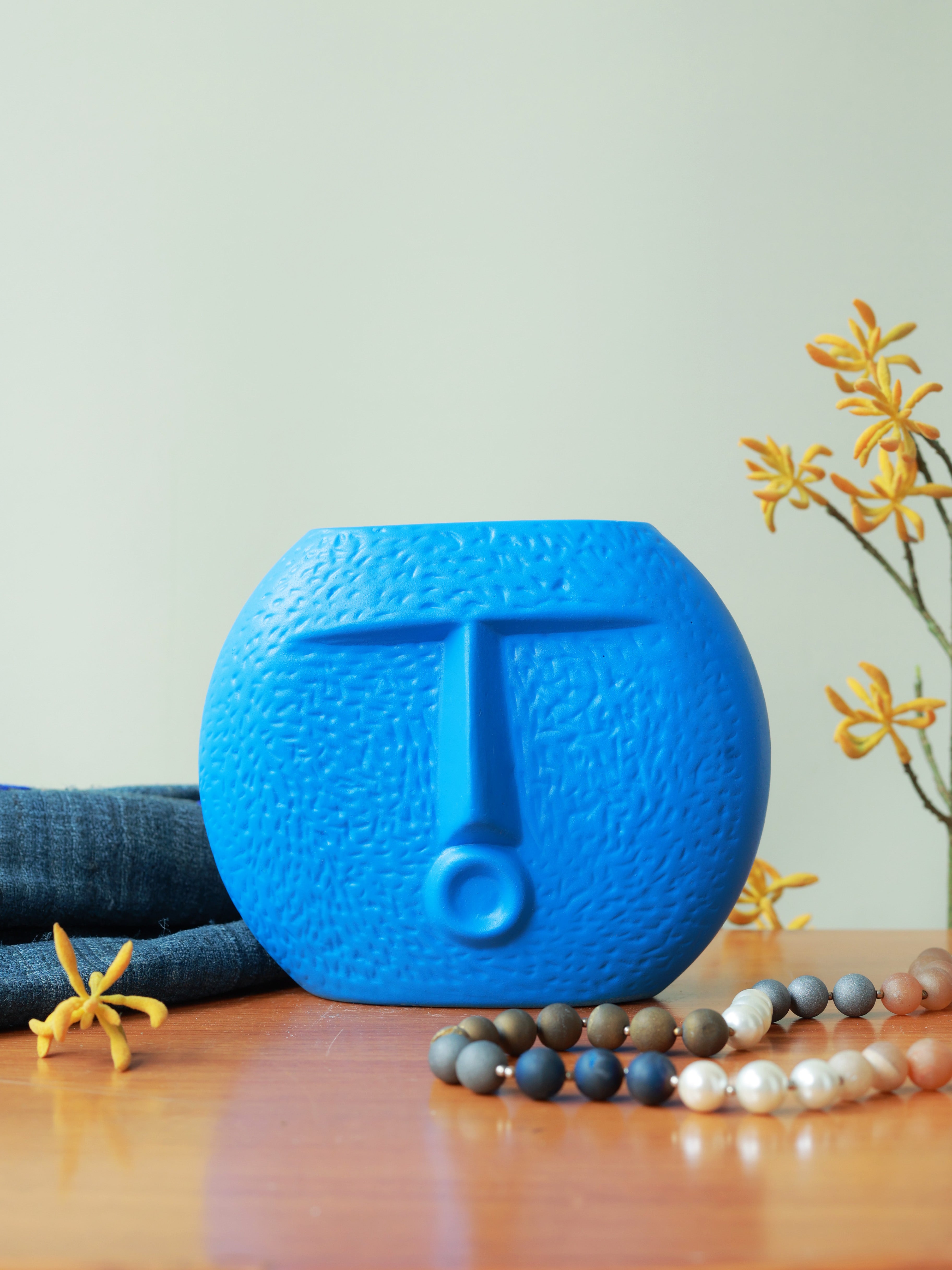 Piharwa Nirvana Face Pot - Dark Blue