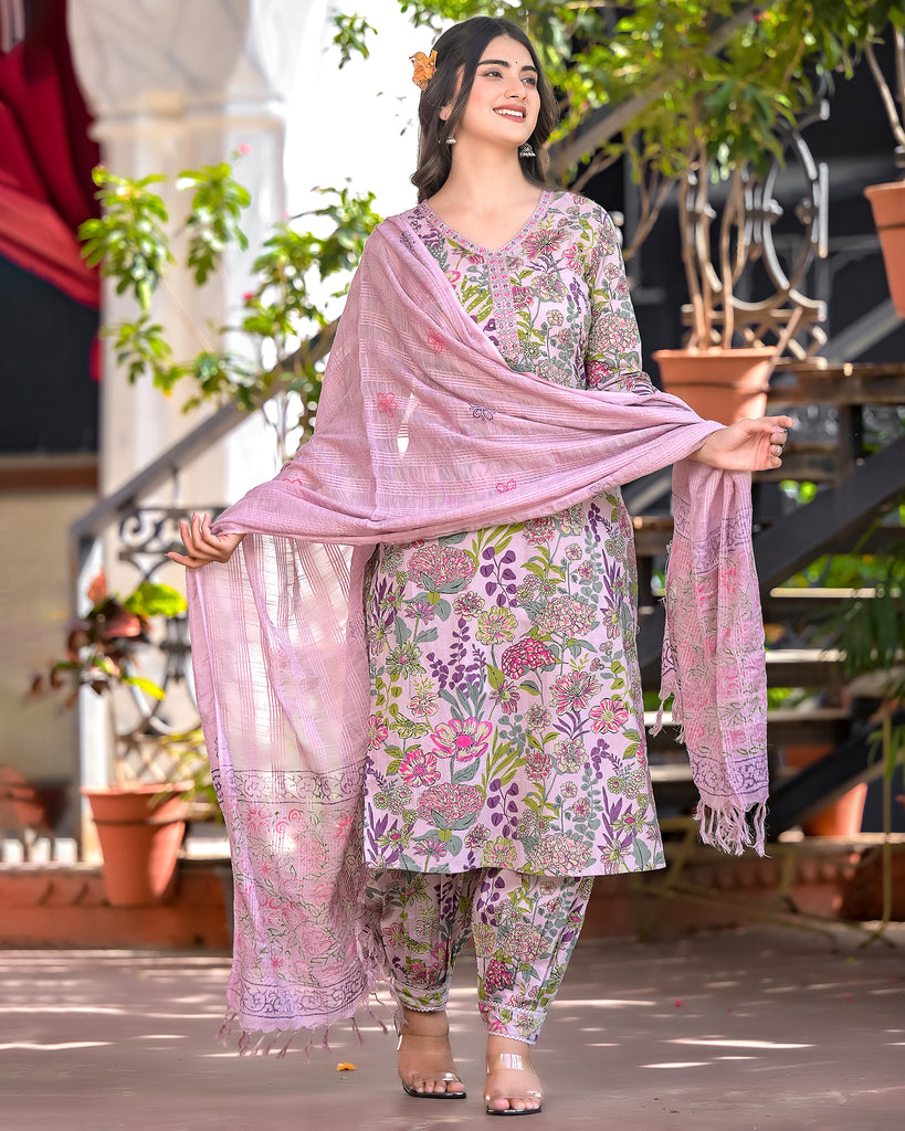 Piharwa Cotton Suit with Dupatta