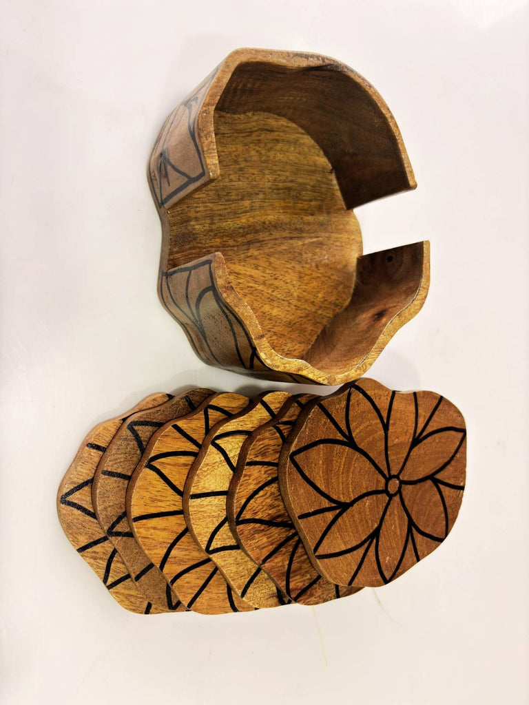 Elements of Piharwa Wooden Abstract Coasters