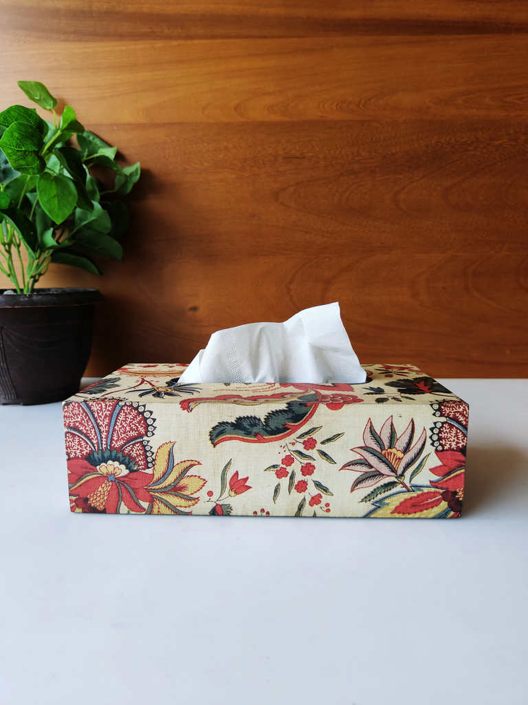 Elements of piharwa Floral Tapestry Tissue Holder Cream