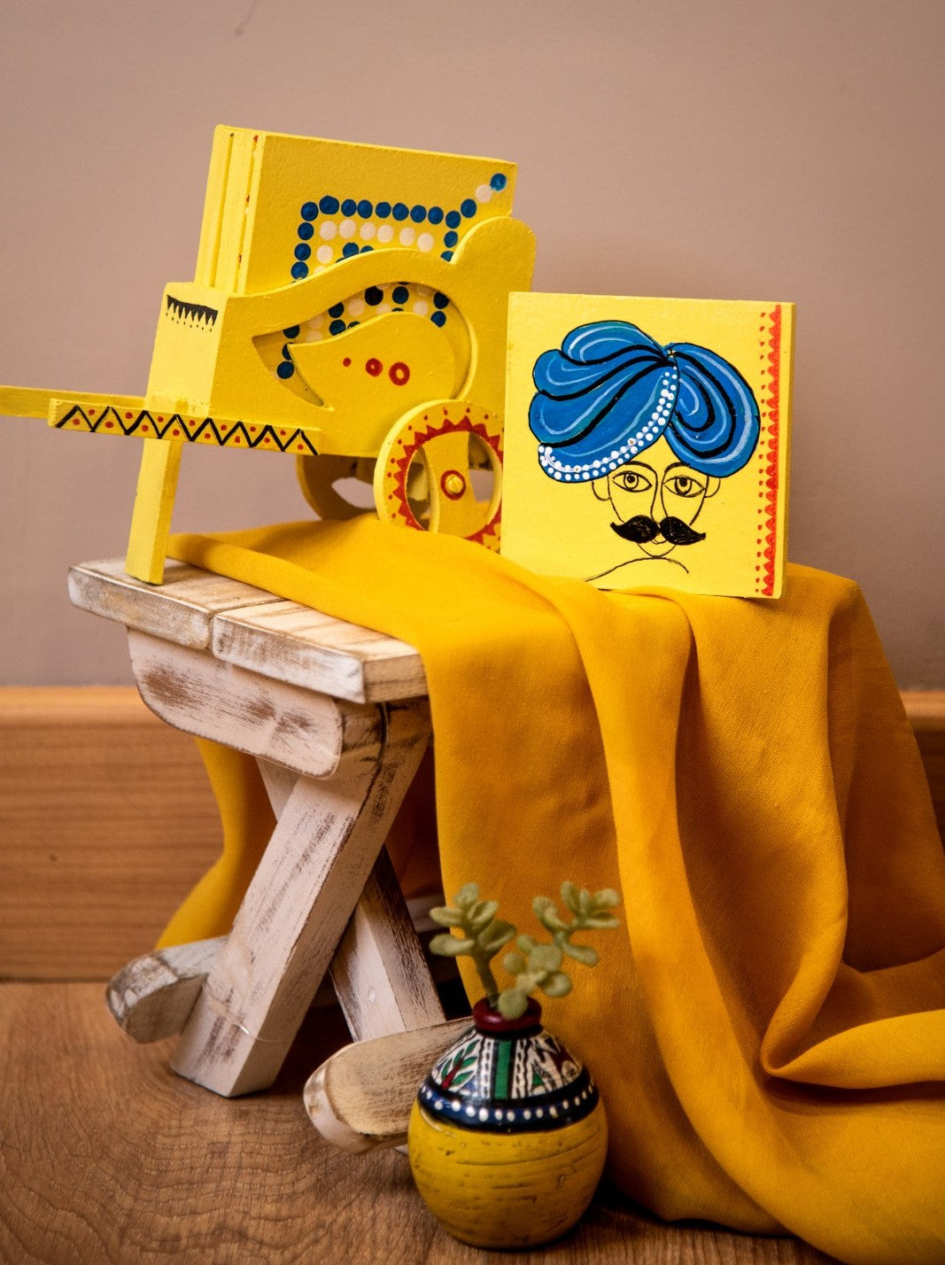 Elements of Piharwa Tea coaster with holder Yellow