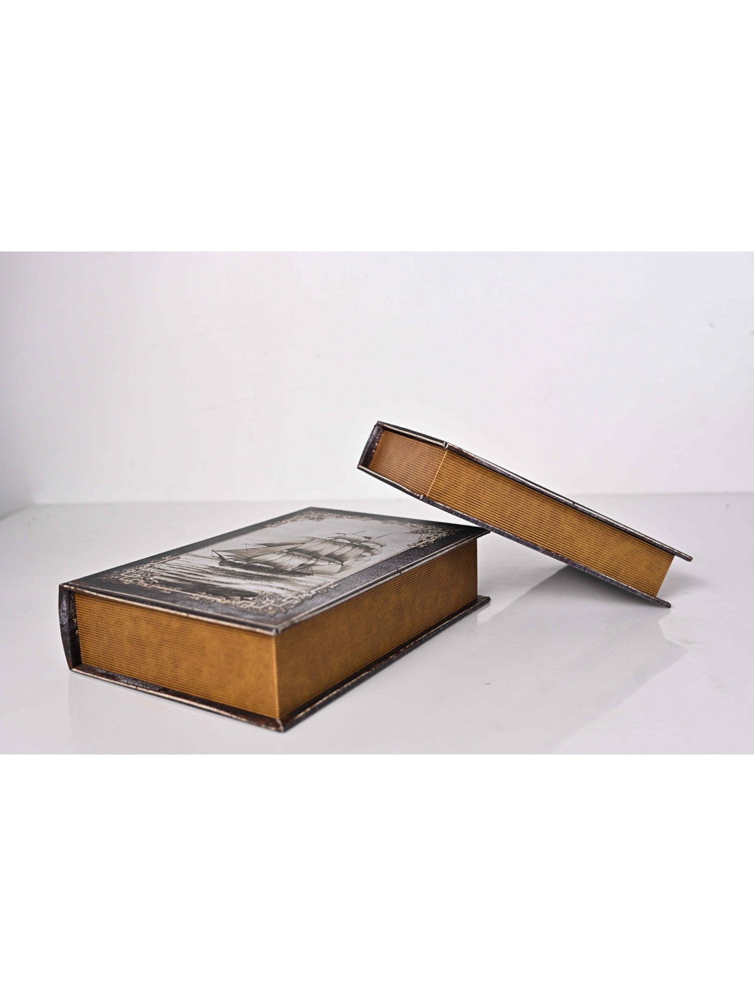 Elements of Piharwa Old ship print book style storage box_(2pcs)
