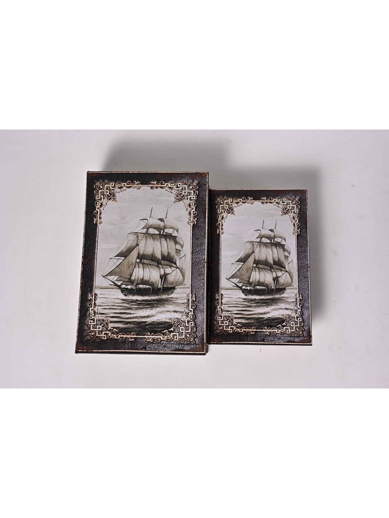 Elements of Piharwa Old ship print book style storage box_(2pcs)