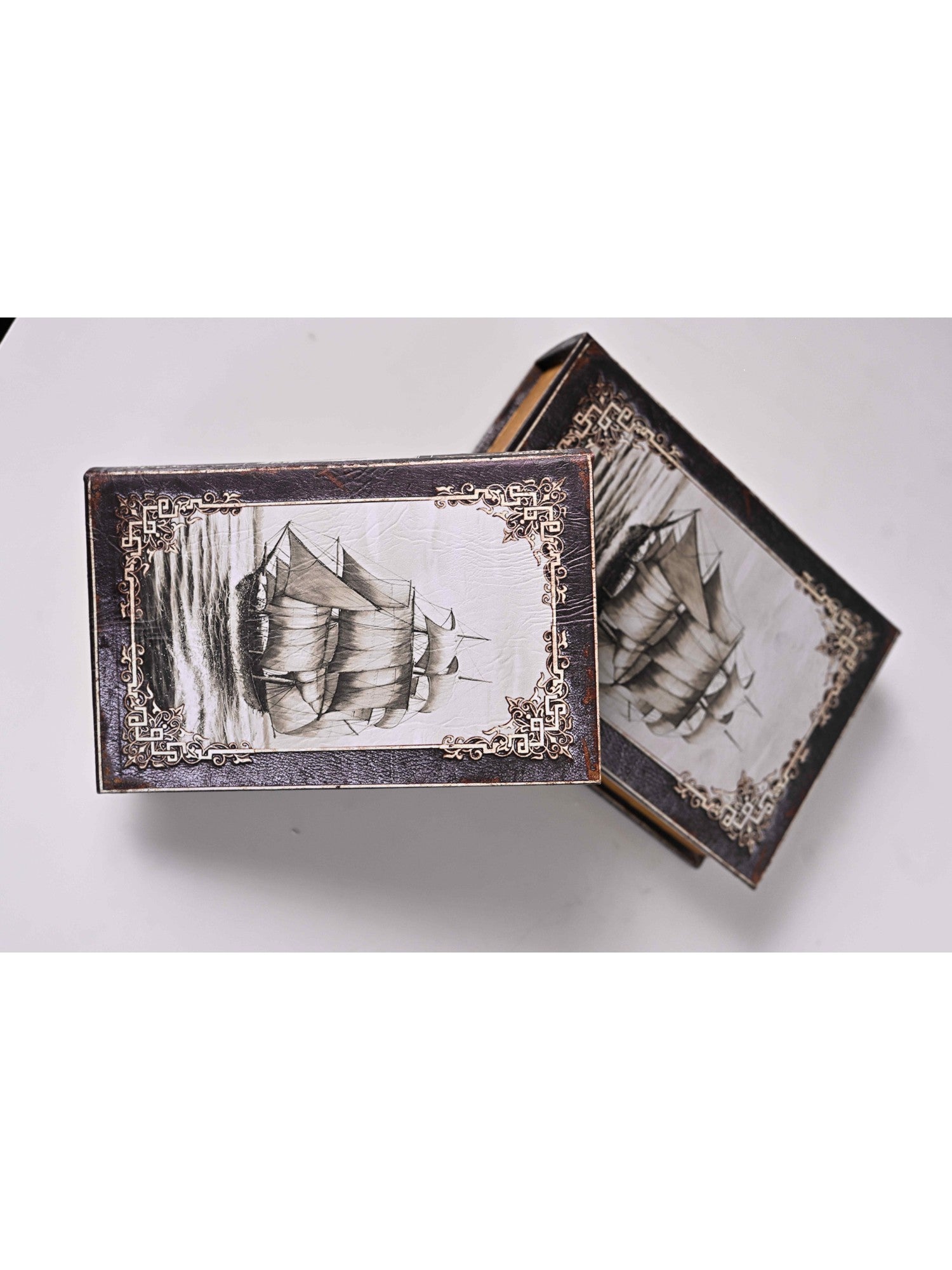 Elements of Piharwa Old ship print book style storage box_(2pcs)