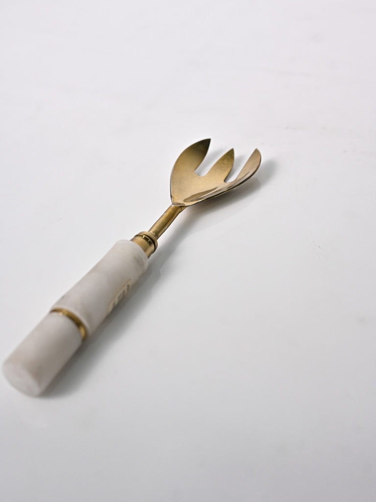 Elements of Piharwa Golden Multipurpose serving fork With marble handle