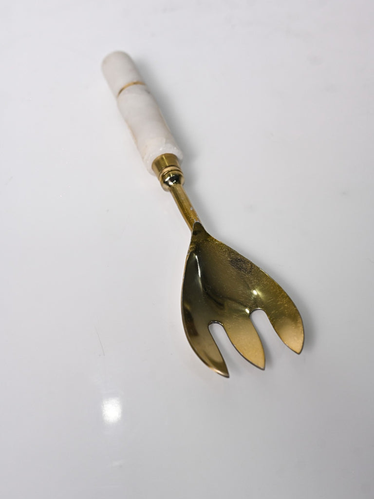 Elements of Piharwa Golden Multipurpose serving fork With marble handle