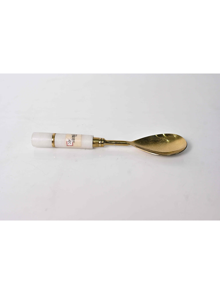 Elements of Piharwa Golden serving spoon with marble round handle