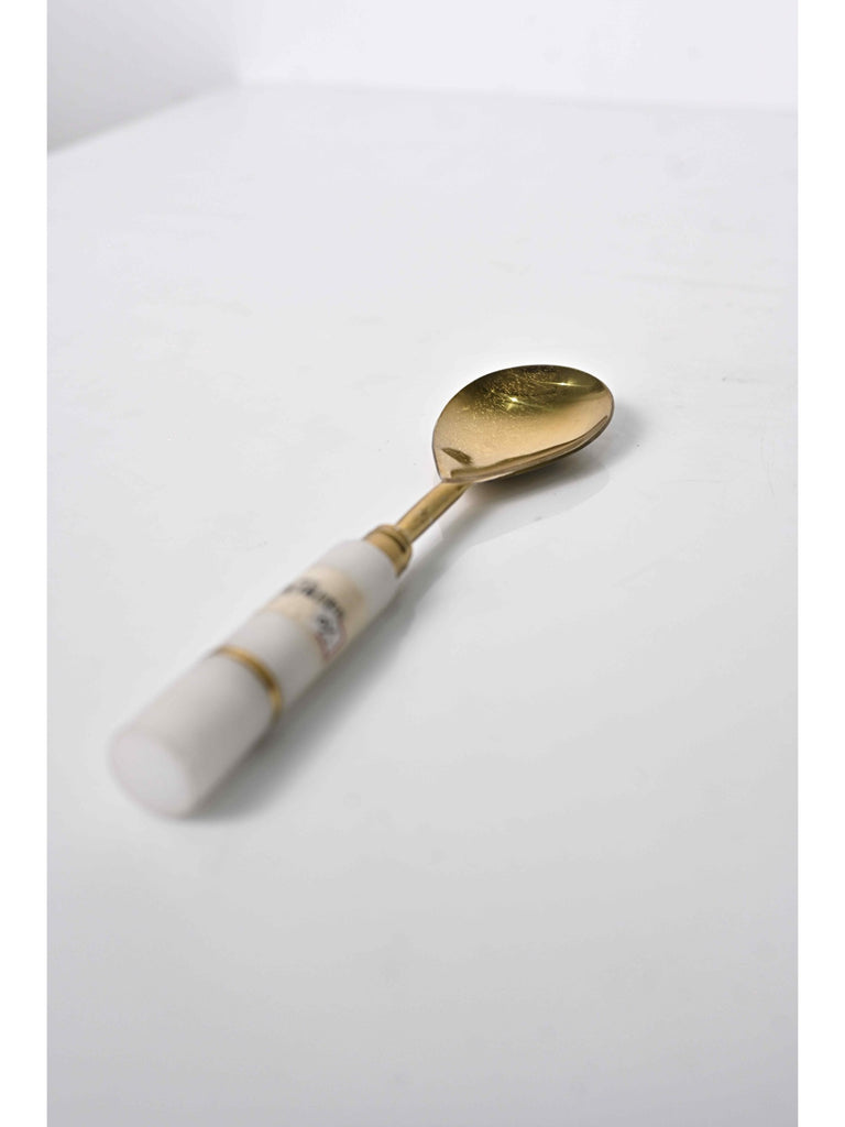 Elements of Piharwa Golden serving spoon with marble round handle