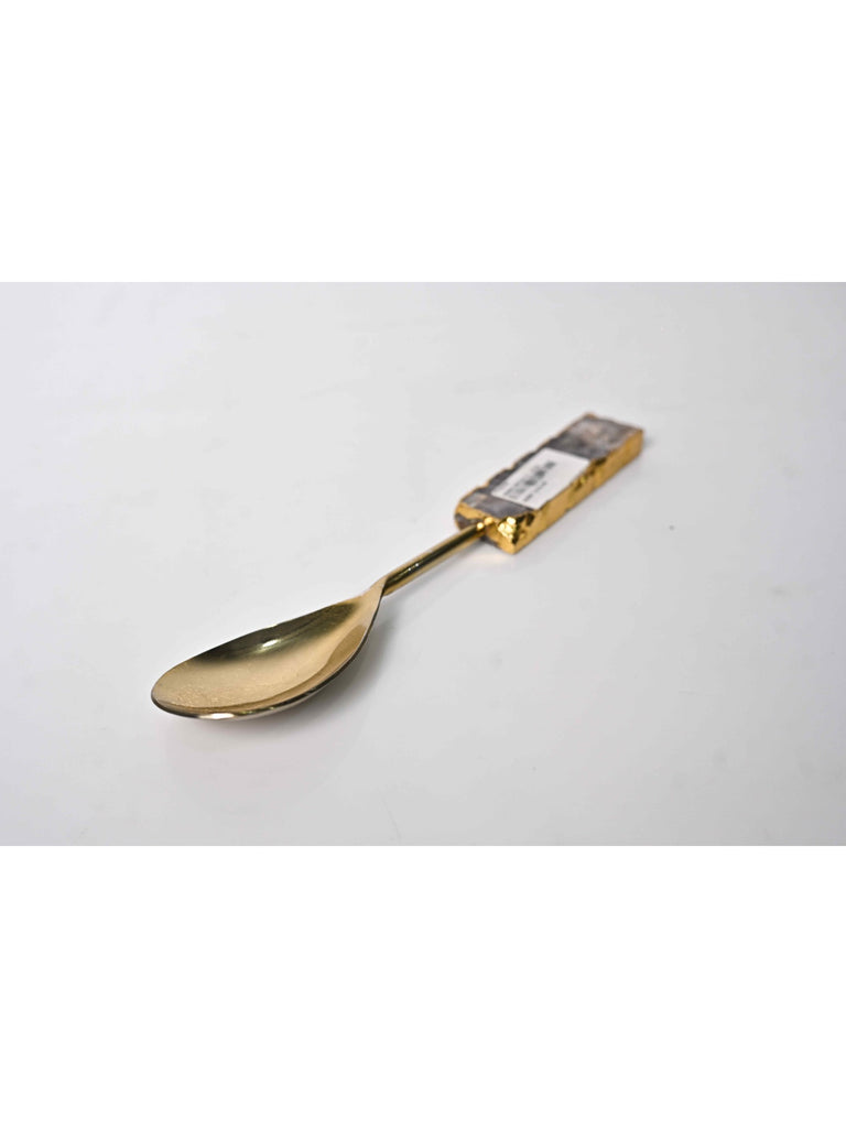 Elements of Piharwa Golden serving spoon with marble round handle