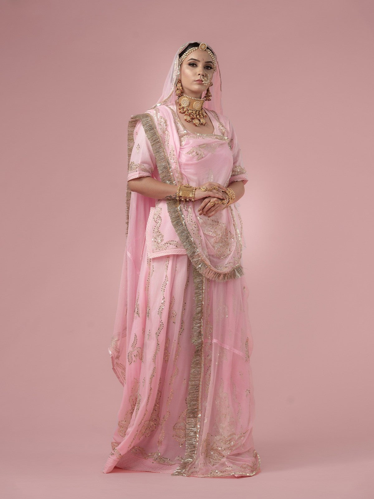 Piharwa Pink Chinon Rajasthani Poshak