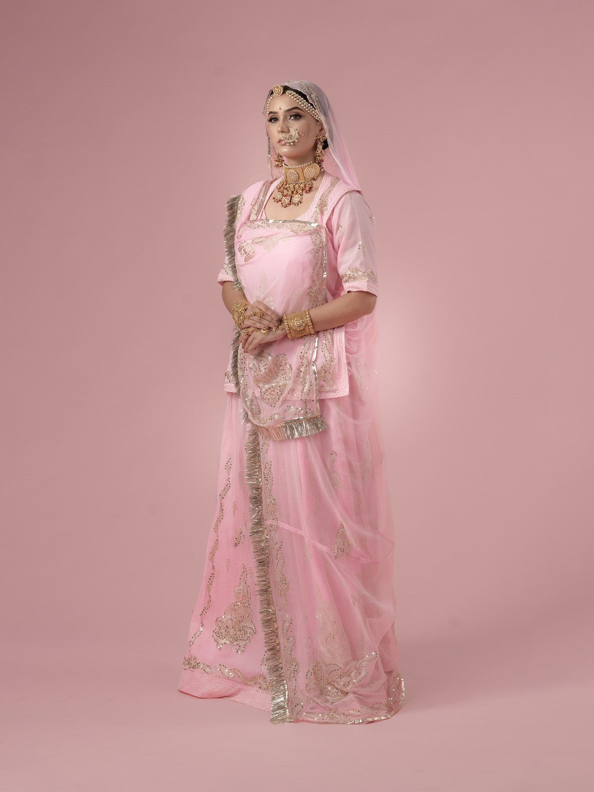Piharwa Pink Chinon Rajasthani Poshak