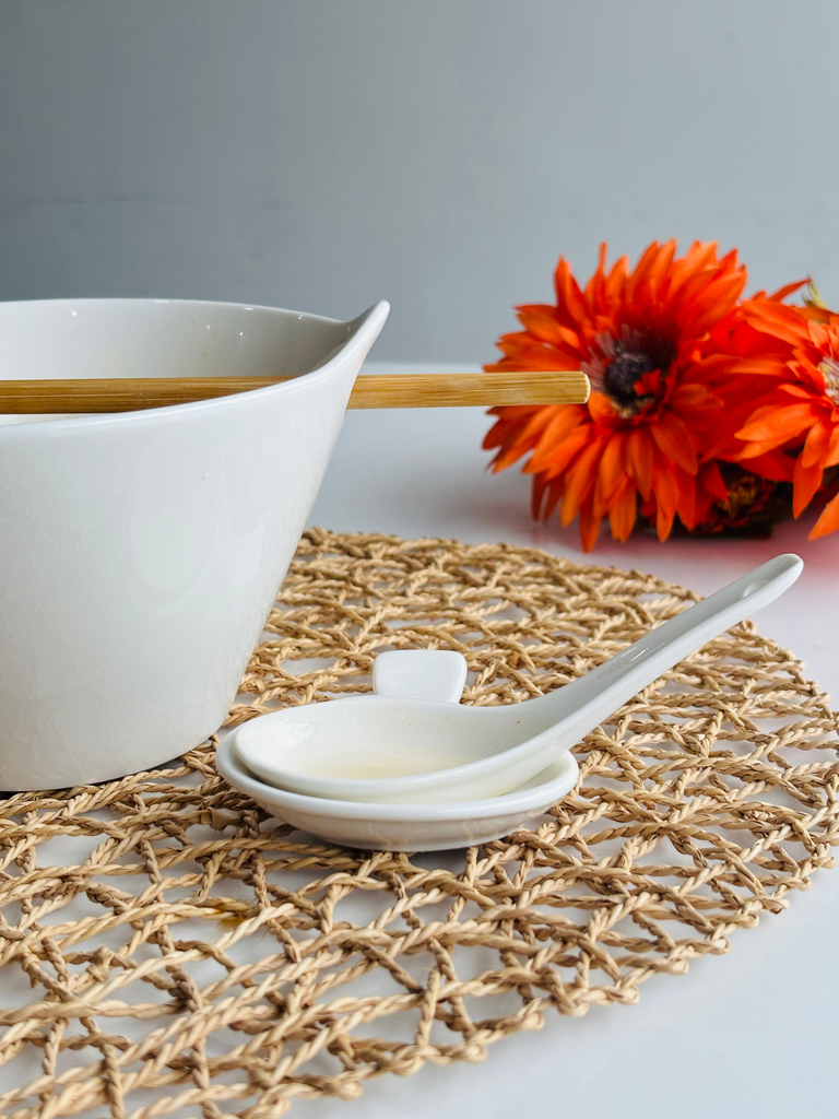 Elements of Piharwa Ceramic Noodle Bowl with Chopstick and Spoon