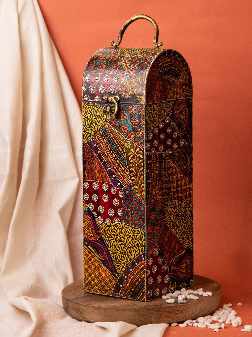 Elements of Piharwa Indian Handmade Wooden Wine Box With Lock