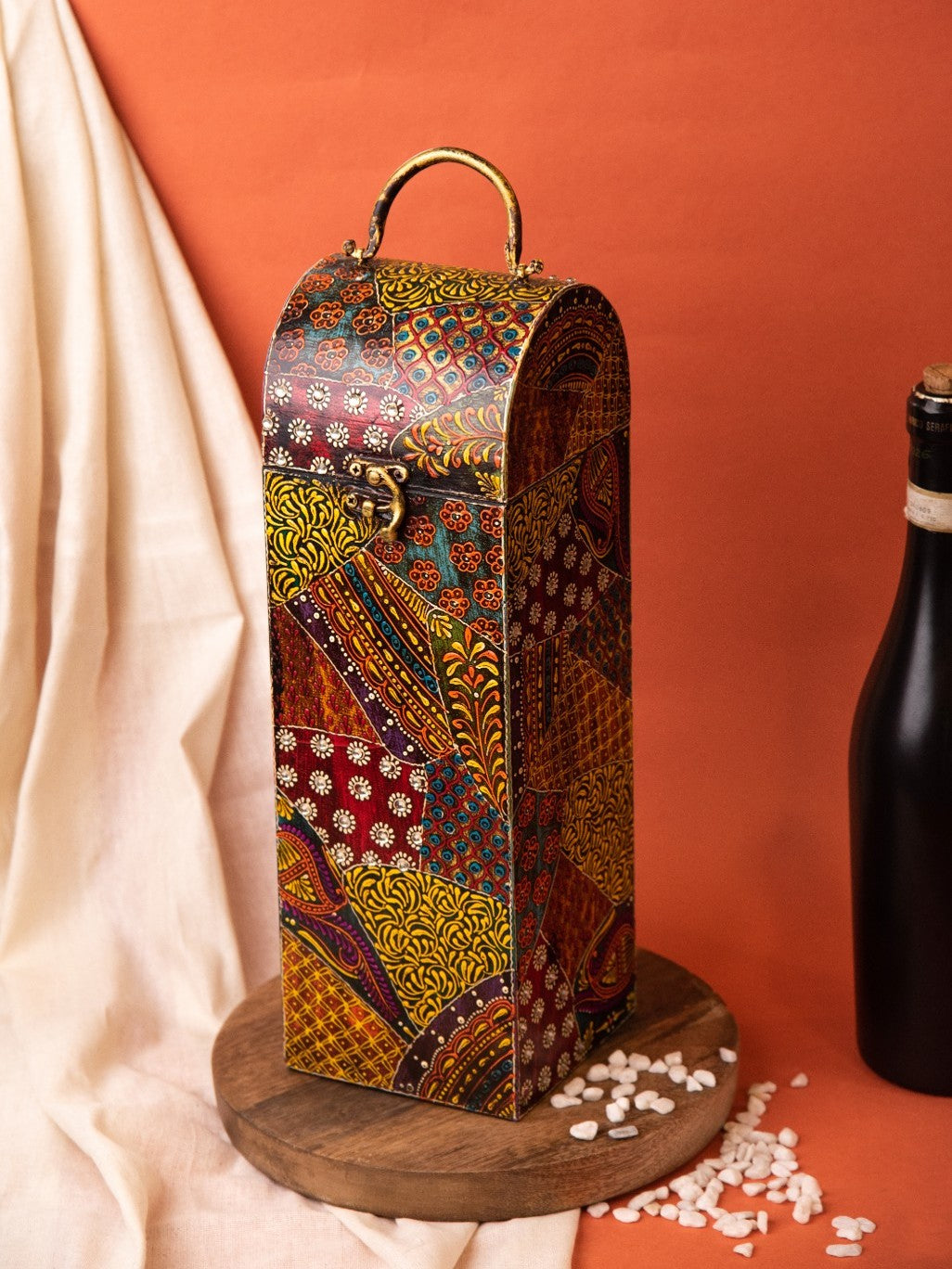Elements of Piharwa Indian Handmade Wooden Wine Box With Lock