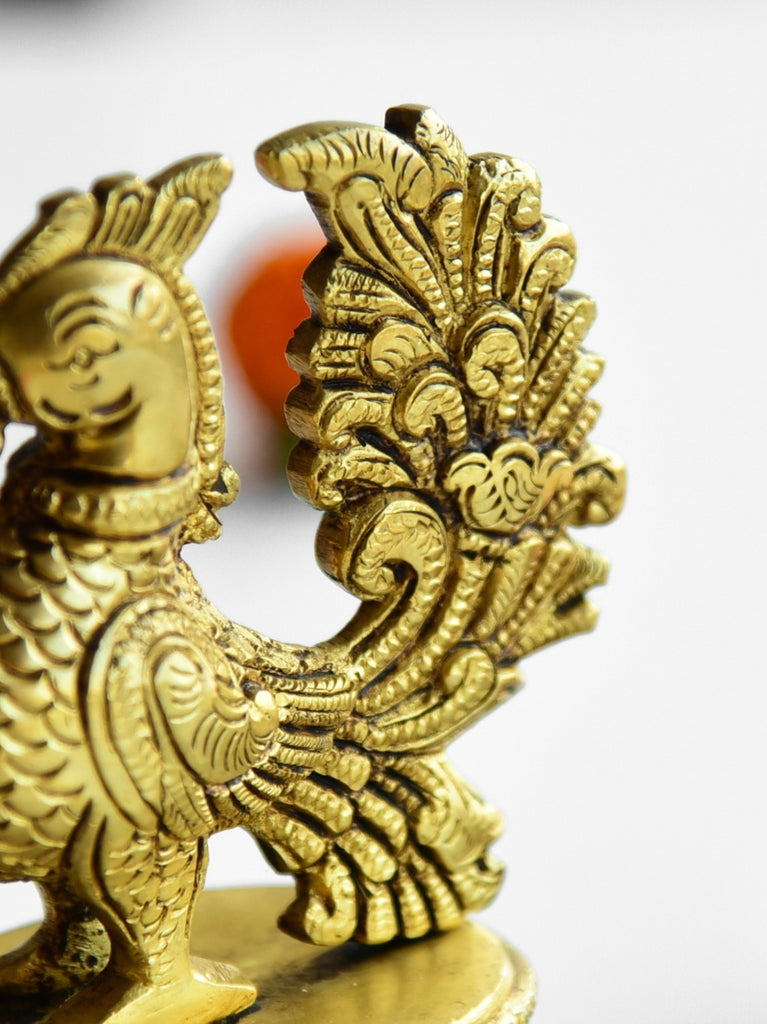 Elements of Piharwa Handcrafted Pure Brass Peacock Camphor Diya