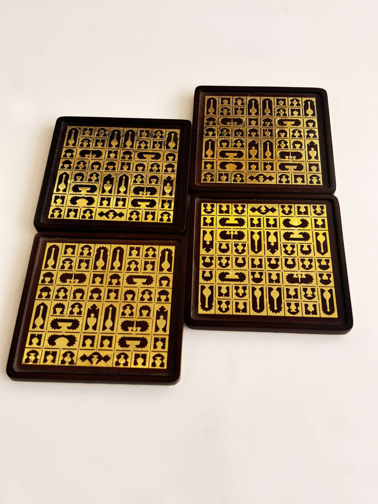 Elements of Piharwa Dhokra Art Coasters (Set of 4)