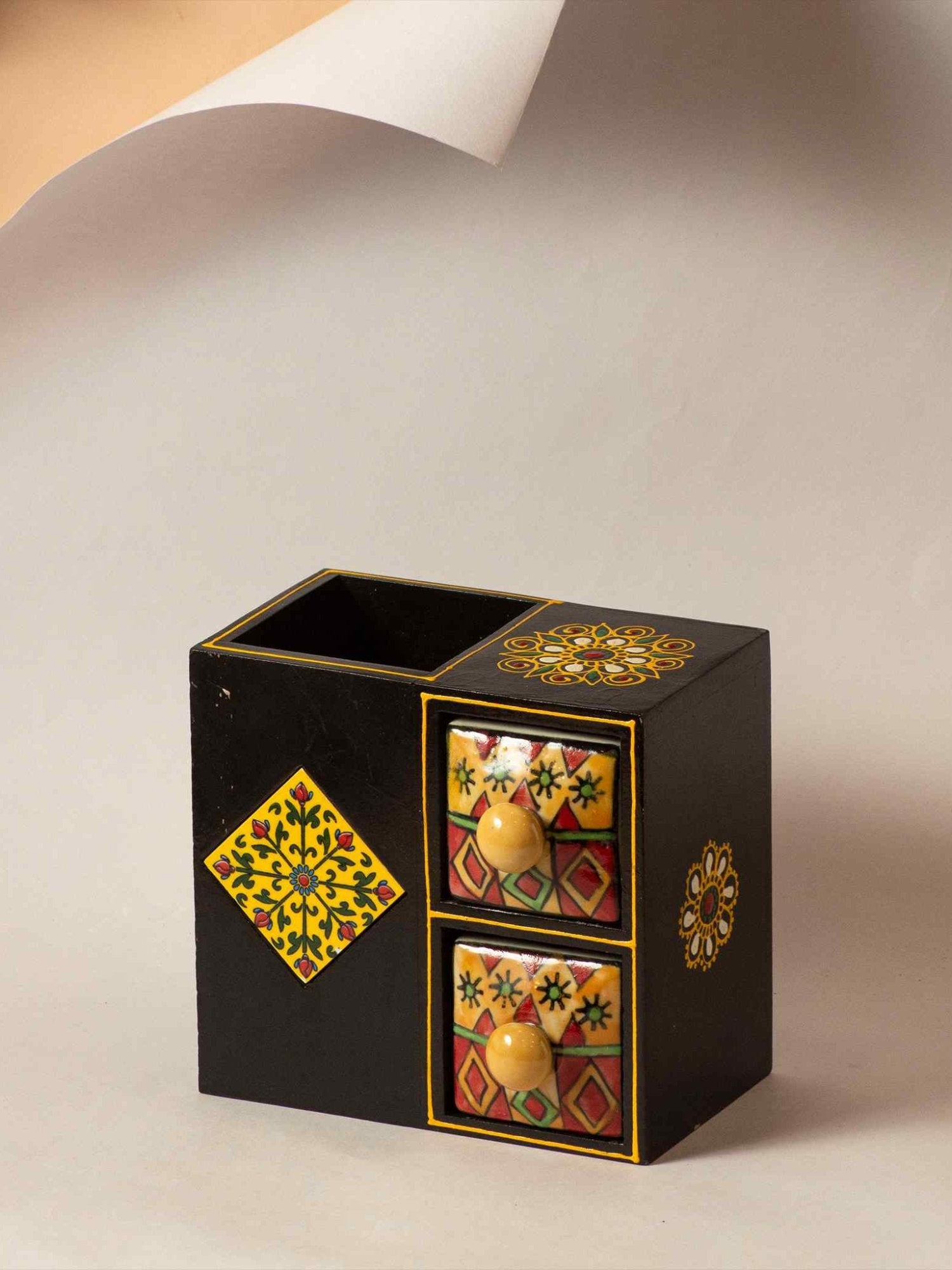 Elements of Piharwa Handpainted wooden box_pen holder & storage