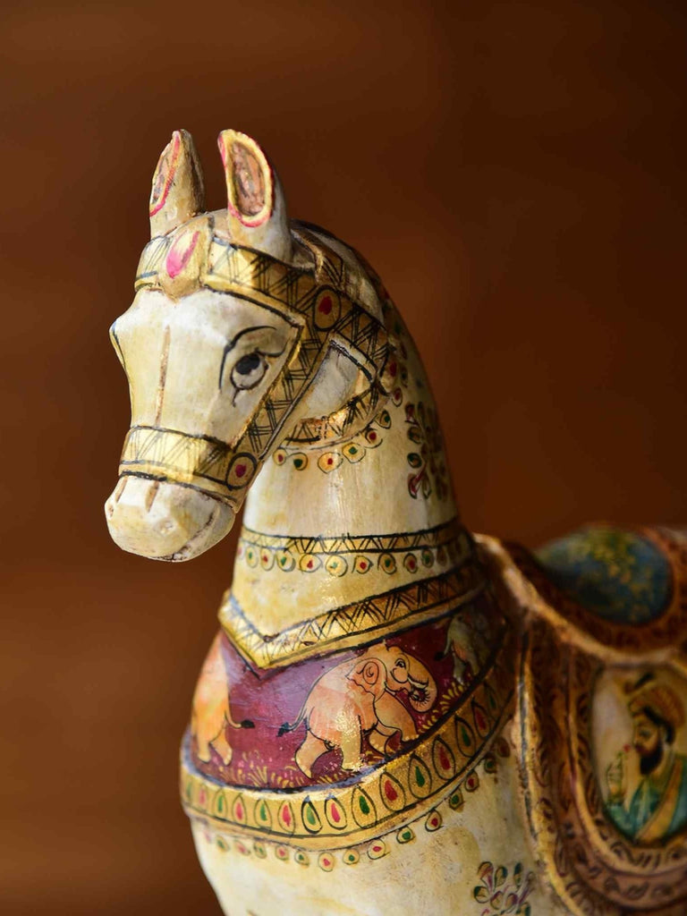 Elements of Piharwa Handcrafted Wooden Horse Showpiece