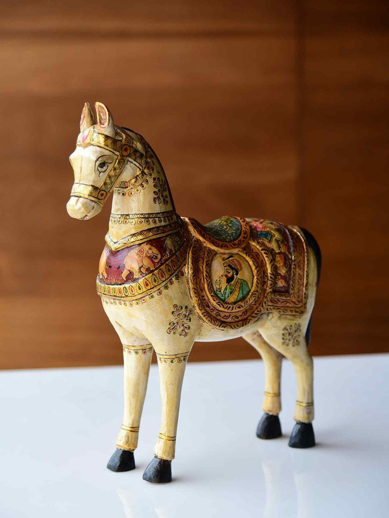 Elements of Piharwa Handcrafted Wooden Horse Showpiece