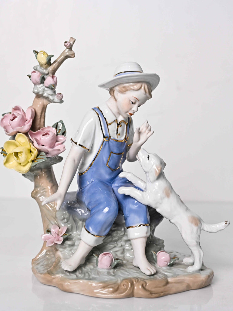 Elements of Piharwa Ceramic Showpiece -Boy and a dog