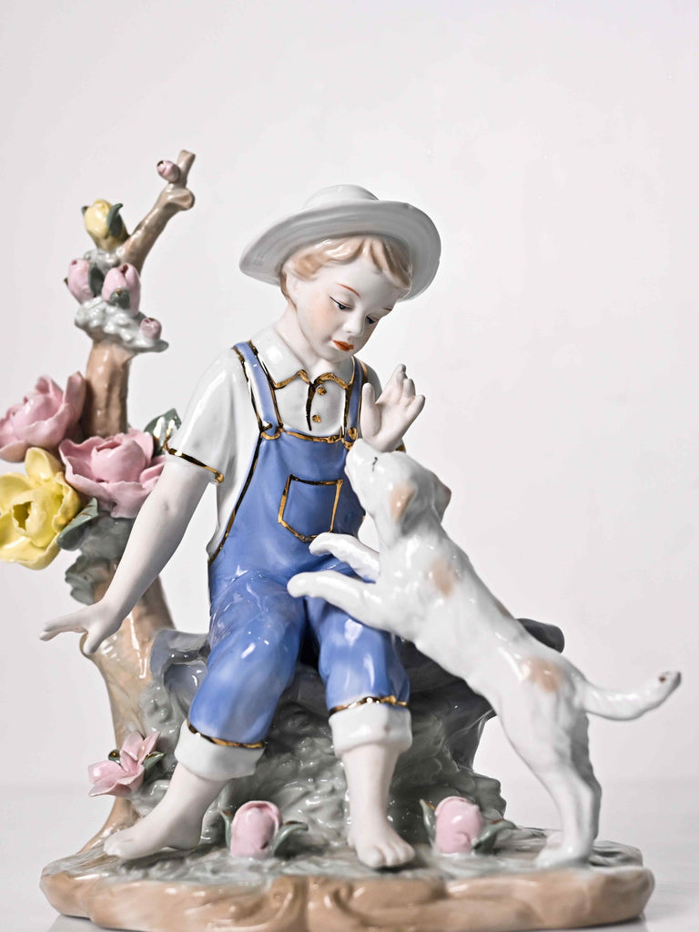 Elements of Piharwa Ceramic Showpiece -Boy and a dog