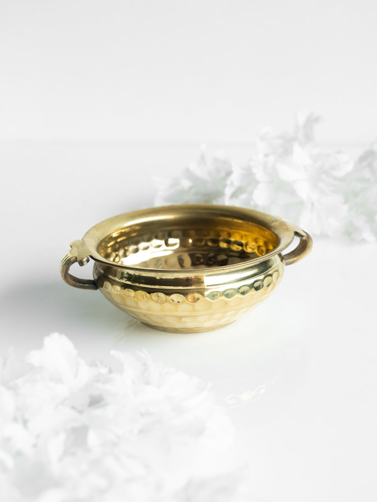 Elements of Piharwa Gold finish Metallic deep Bowl Urli