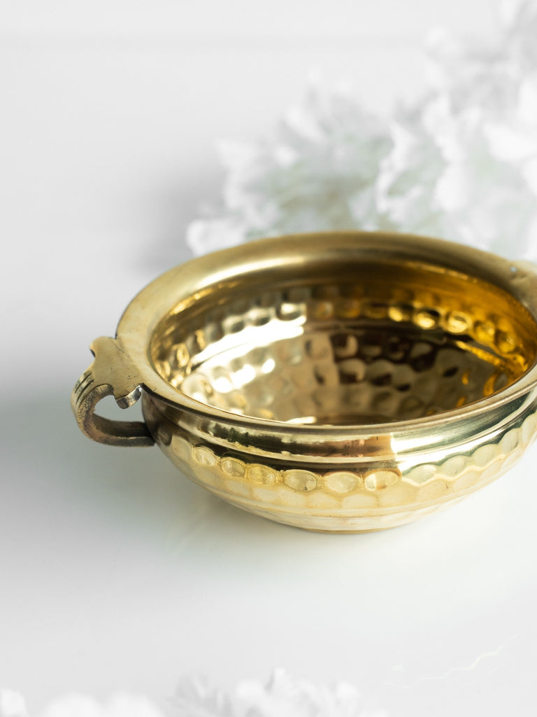 Elements of Piharwa Gold finish Metallic deep Bowl Urli