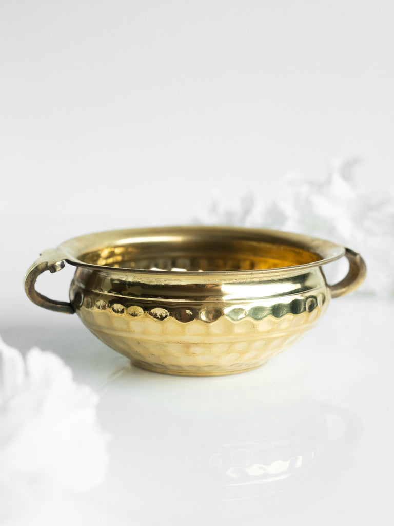 Elements of Piharwa Gold finish Metallic deep Bowl Urli