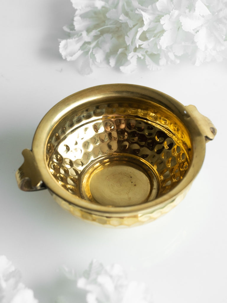 Elements of Piharwa Gold finish Metallic deep Bowl Urli