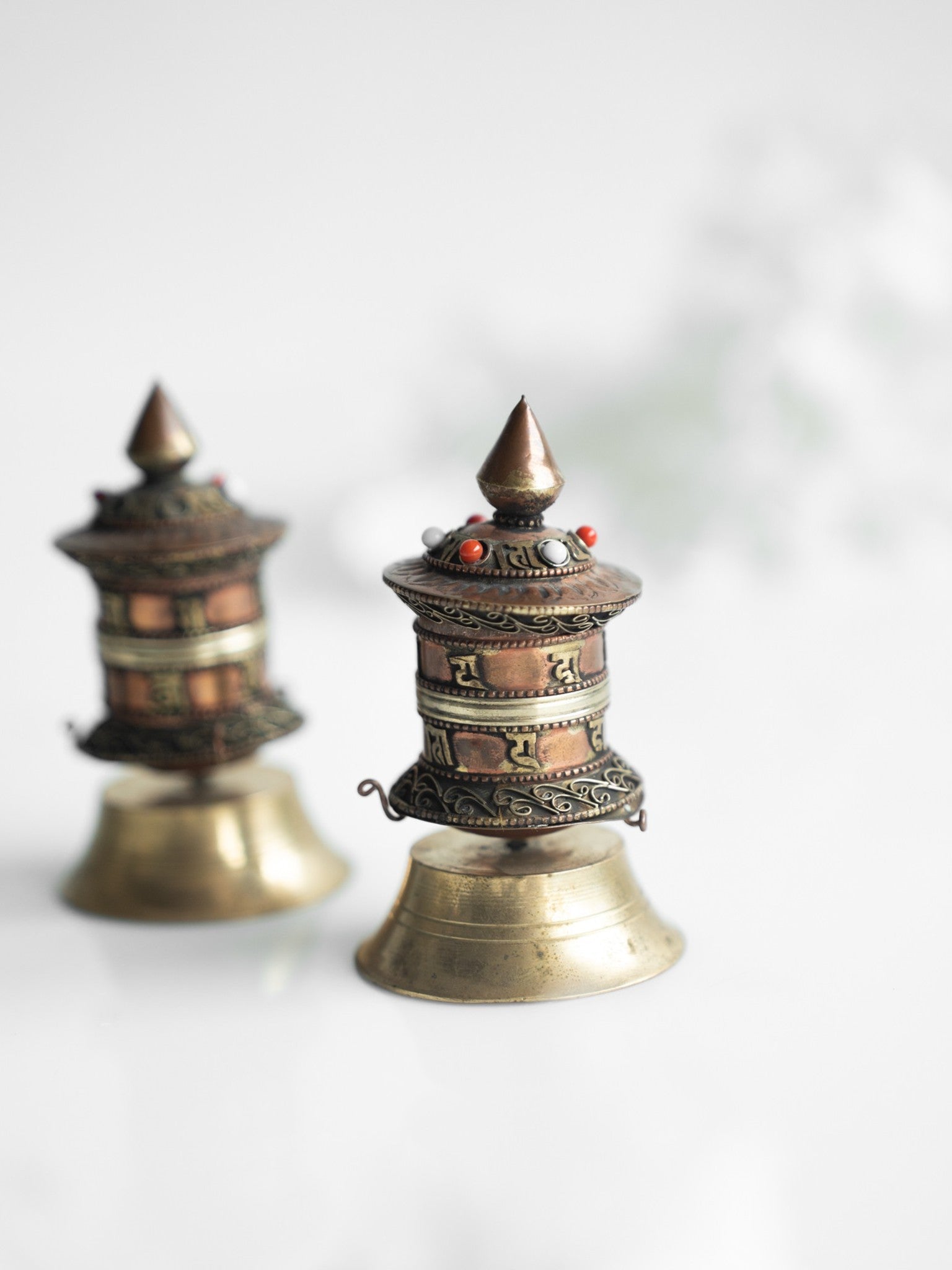 Elements of Piharwa Oxidised Metal Buddhist Prayer Wheel (1 pc)