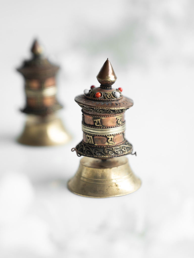 Elements of Piharwa Oxidised Metal Buddhist Prayer Wheel (1 pc)