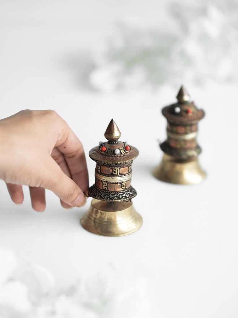 Elements of Piharwa Oxidised Metal Buddhist Prayer Wheel (1 pc)