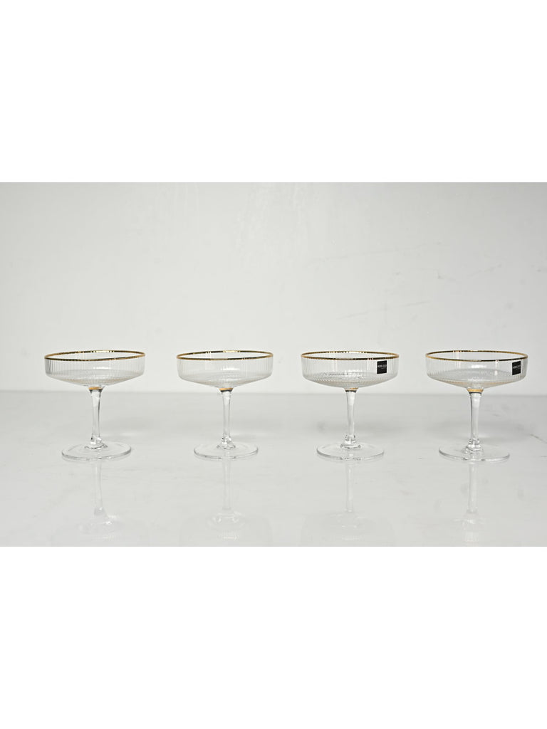 Elements of Piharwa Ribbed coupe cocktail glass with golden rim