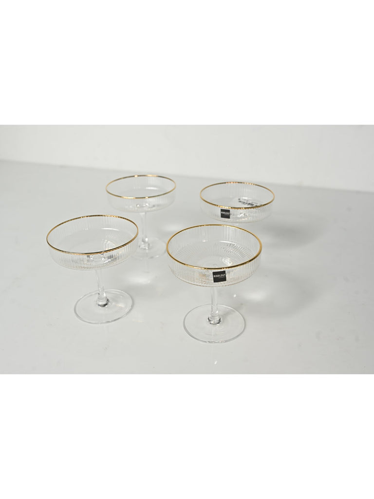 Elements of Piharwa Ribbed coupe cocktail glass with golden rim