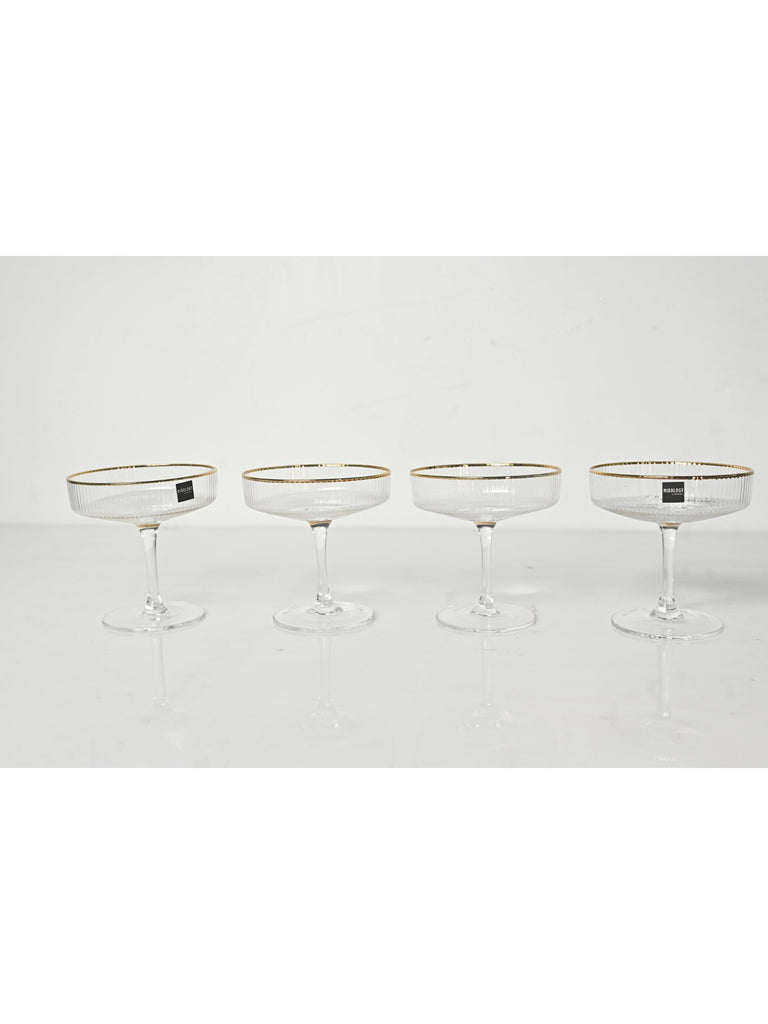 Elements of Piharwa Ribbed coupe cocktail glass with golden rim