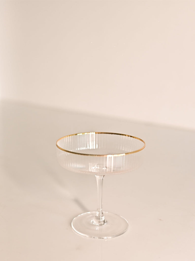 Elements of Piharwa Ribbed coupe cocktail glass with golden rim