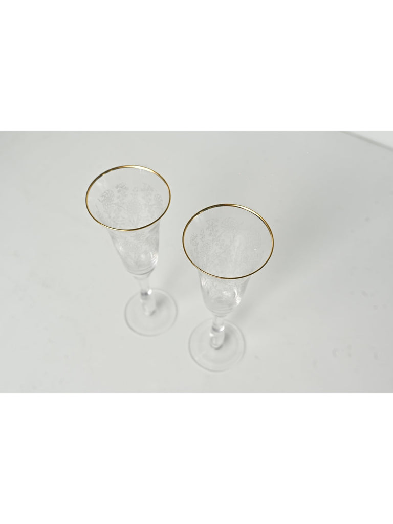 Elements of Piharwa Printed champagne glass With golden rim