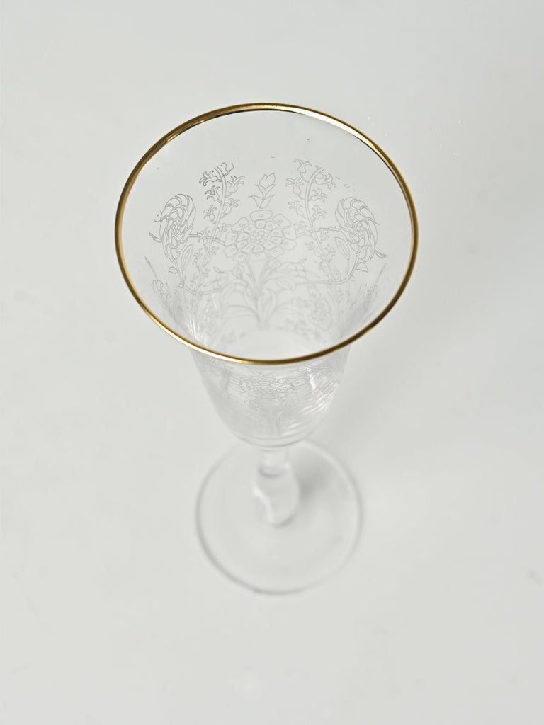 Elements of Piharwa Printed champagne glass With golden rim