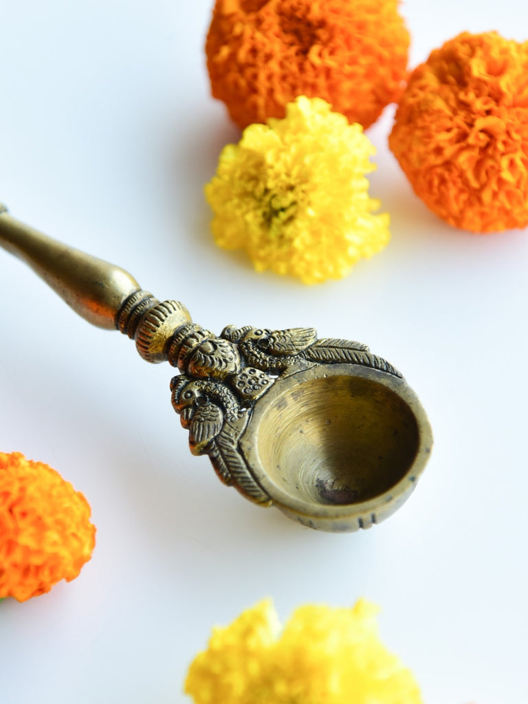 Elements of Piharwa Brass handcrafted Ganpatiji Pooja spoon (single unit)